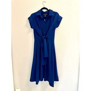 NWT Gracia , below knee tie-front shirtdress in navy size L